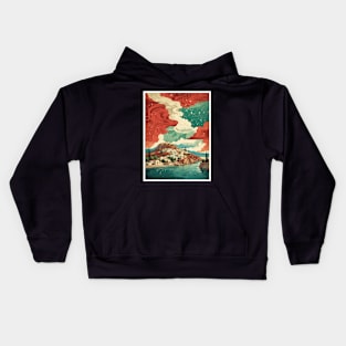 Greece Beach Starry Night Tourism Vintage Poster Kids Hoodie